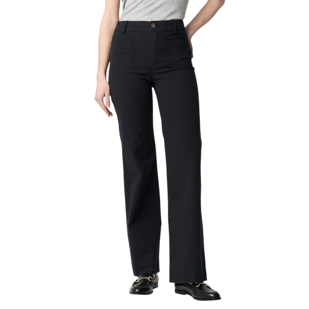 J.Crew Petite Lizzie Wide Leg Pant Black Cotton Linen Blend Trousers Size 30P